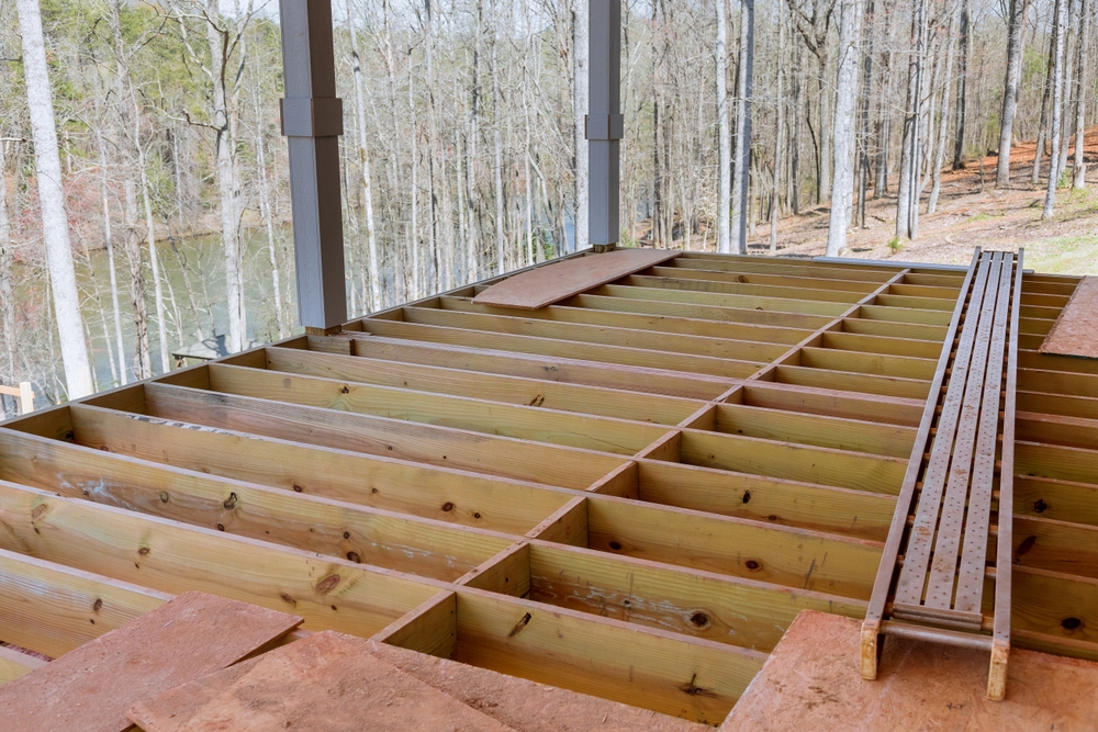 An,Newly,Constructed,Layout,Of,Flooring,Joists,Inside,New,Custom