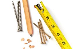 Carpenter's,Pencil,With,Sharpening,Shavings,,Tape,Measure,,Framing,Nails,And
