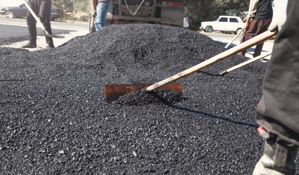 Workers,Arranging,Asphalt.,Road,Construction.,Industry